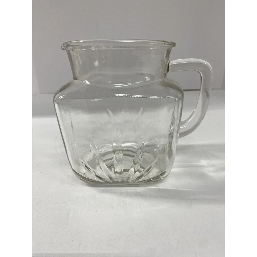 VTG MCM 50's 32 oz Square Federal Glass Juice Pitcher Atomic Sunrise Star 6